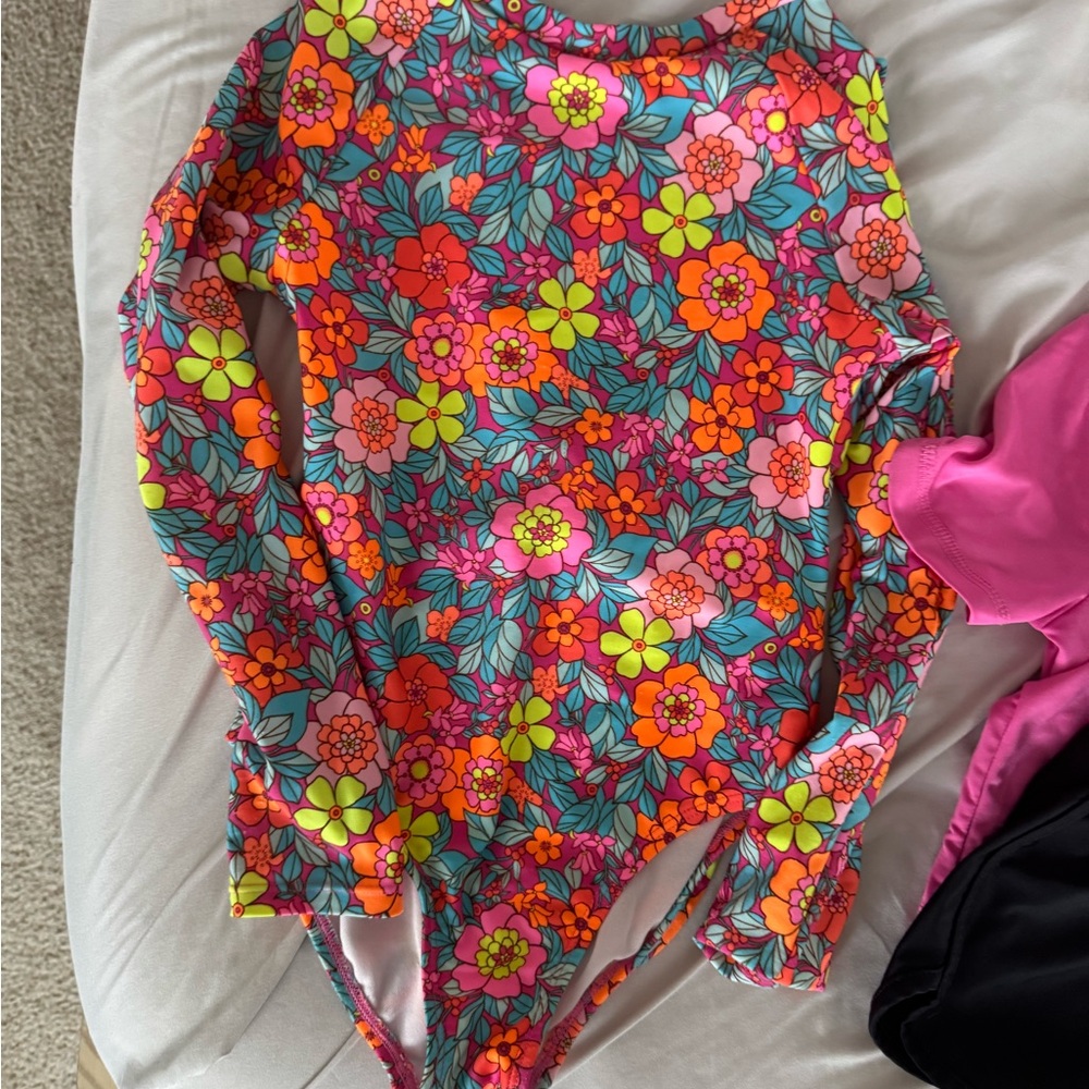Cat and Jack Floral Long Sleeve Kids Swimsuit